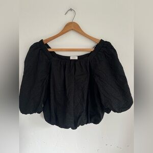 AYR Black Puff Sleeve Cropped Top Size Small